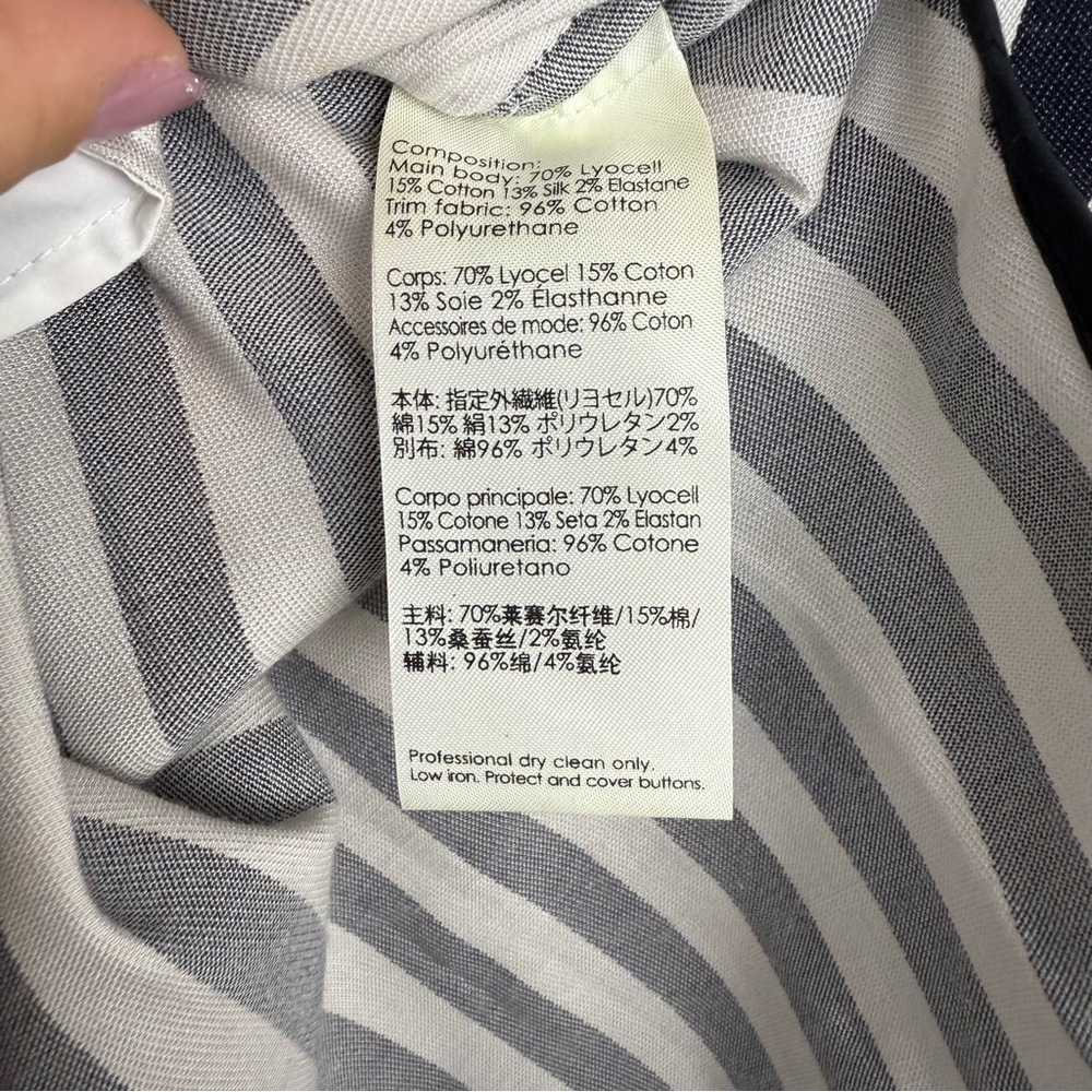 3.1 Phillip Lim Navy White Striped Shirt Dress Womens Size 8 Button Down - Picture 14 of 14